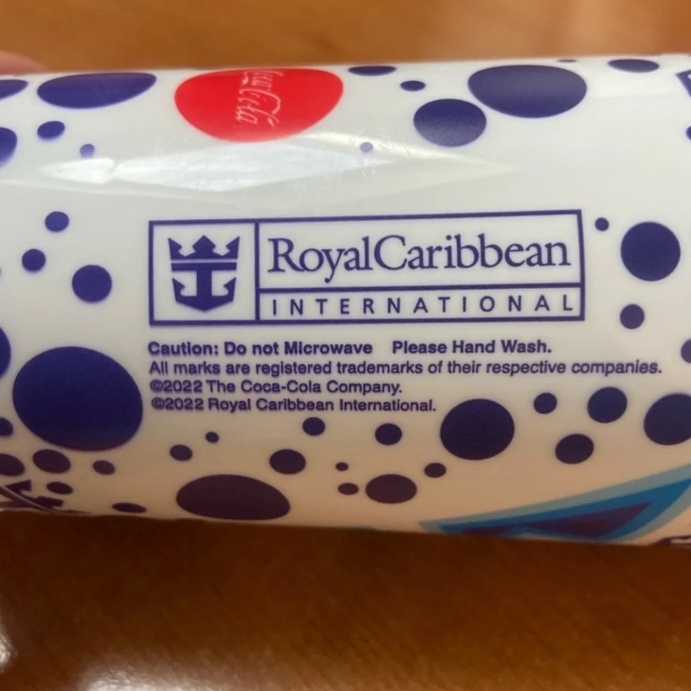 Royal Caribbean SET Cruise Plastic Drink Cups Straw Ready Lids Logo Blue White
